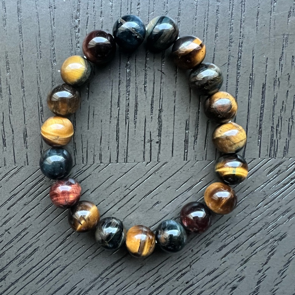 Rainbow tiger eye bracelet 10mm SIZE 6.5’